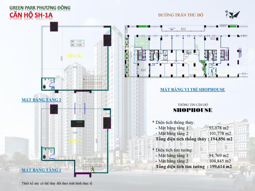 Chung cư Phương Đông Green Park số 1 Trần Thủ Độ shophouse SH-1A