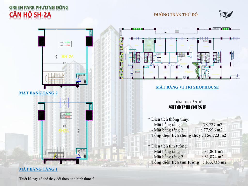 Chung cư Phương Đông Green Park số 1 Trần Thủ Độ shophouse SH-2A
