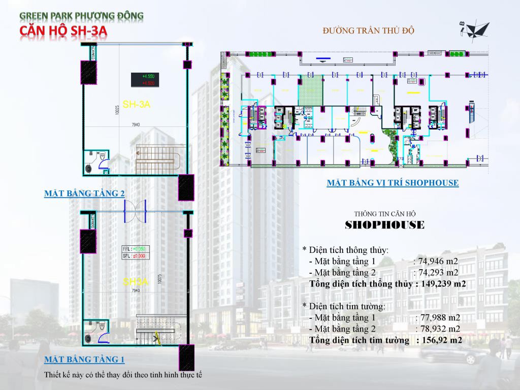 Chung cư Phương Đông Green Park số 1 Trần Thủ Độ shophouse SH-3A