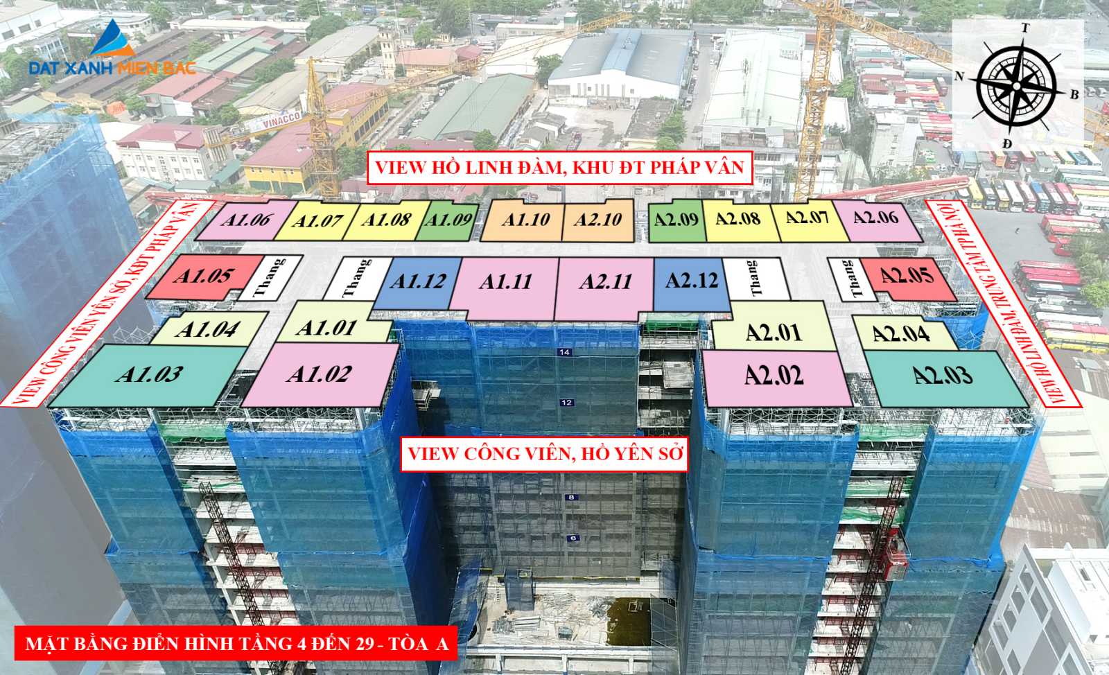 Vị trí và hướng view thực tế của căn hộ Dự án Phương Đông Trần Thủ Độ