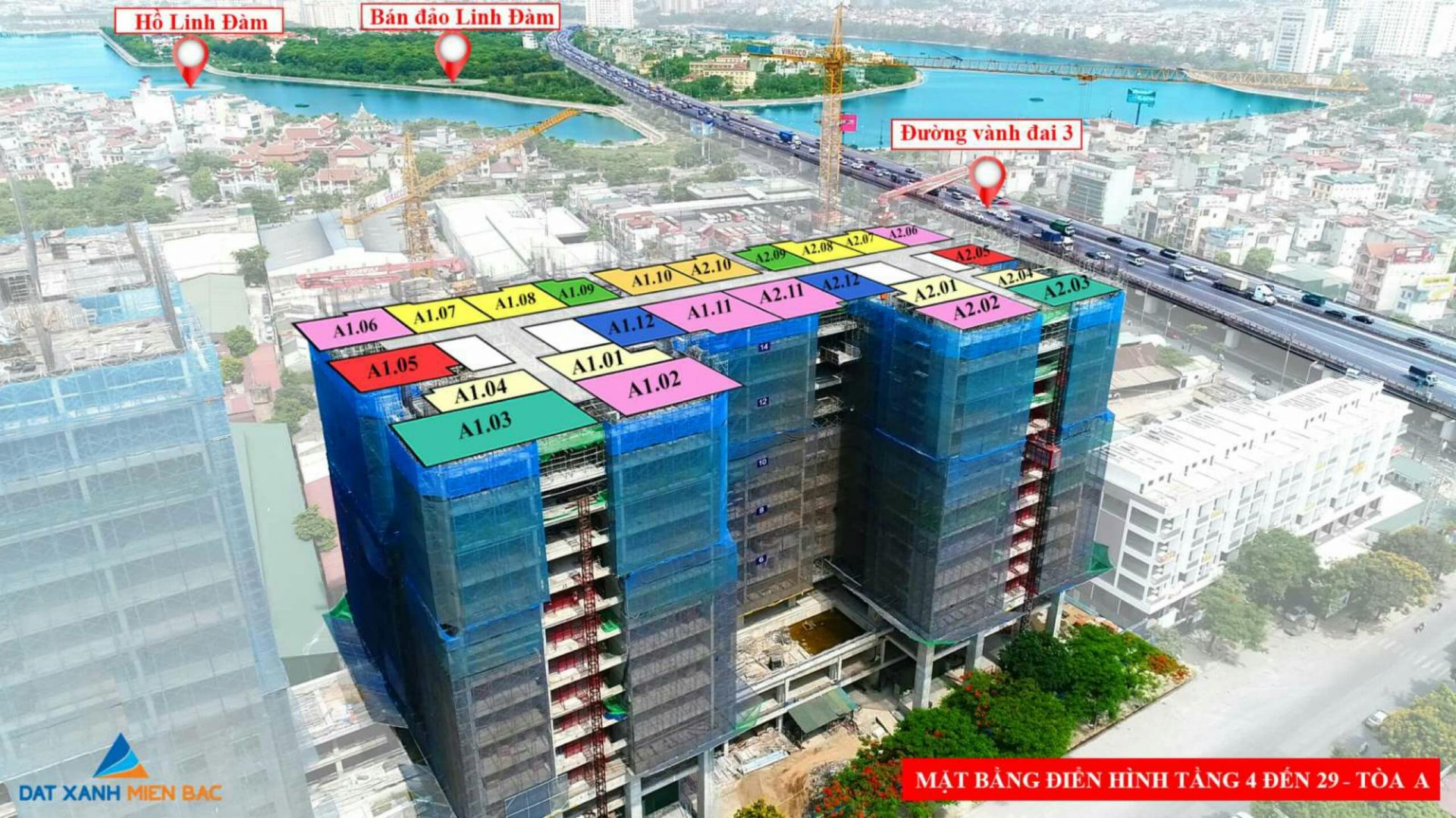 Tầm nhìn xa của tòa A1-A2 Chung cư Phương Đông Trần Thủ Độ