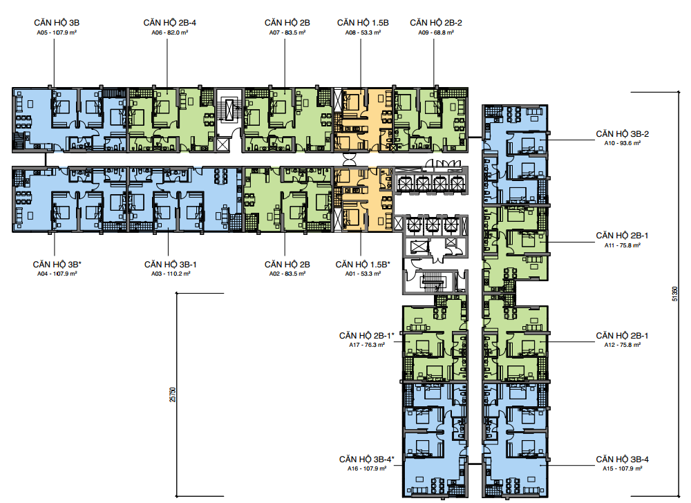 Mặt bằng Tháp A Dự án Mipec Rubik 360 Xuân Thủy cập nhật Tháng 12 năm 2019